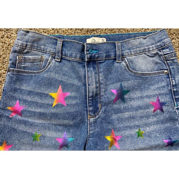 Jordache Bermuda High Rise Shorts Girls Size 16 Multicolor Stars Be Happy - Picture 3 of 12
